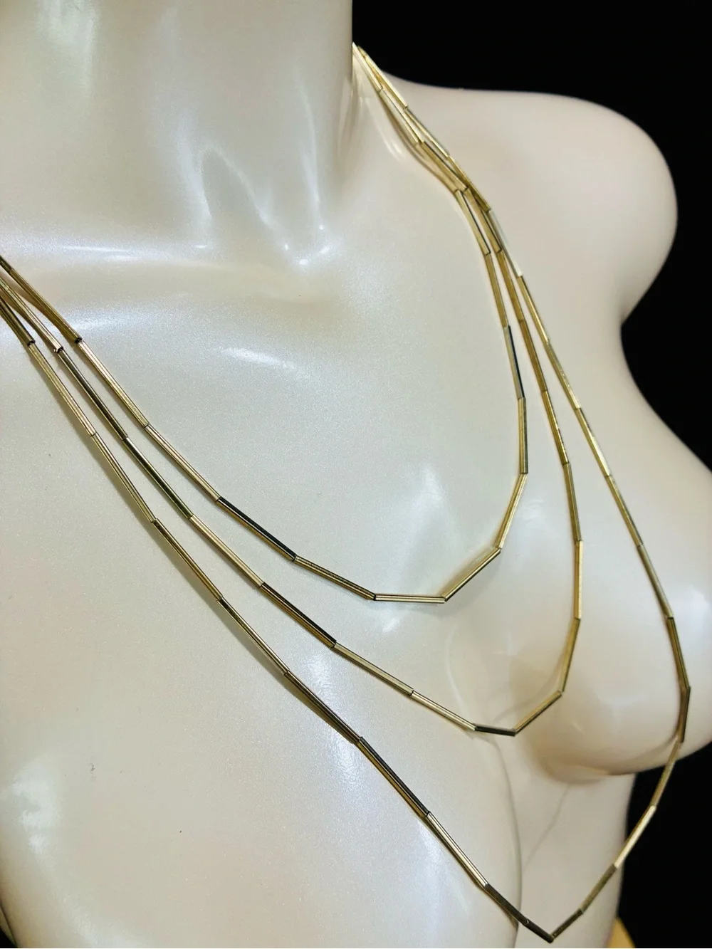 Gold Layered Bar Link Necklace for Women Bohemian Beach Chic Sexy Timeless EUC